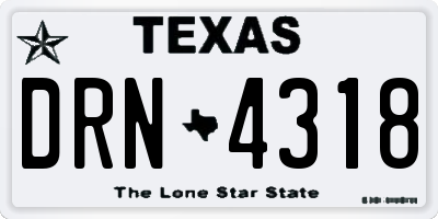 TX license plate DRN4318