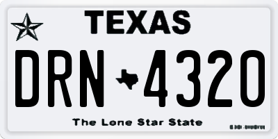 TX license plate DRN4320