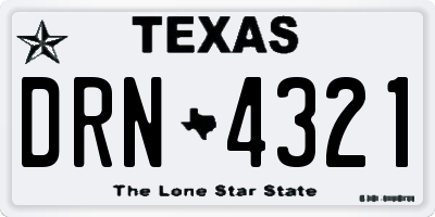 TX license plate DRN4321