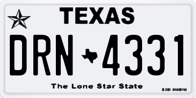 TX license plate DRN4331