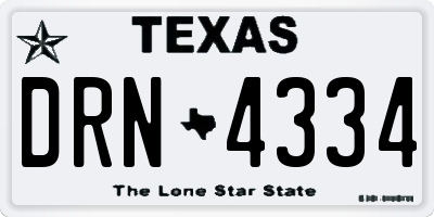 TX license plate DRN4334