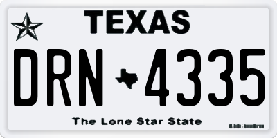 TX license plate DRN4335