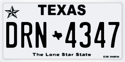 TX license plate DRN4347