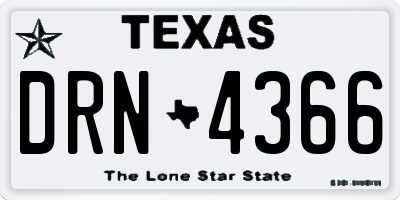 TX license plate DRN4366