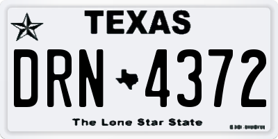 TX license plate DRN4372