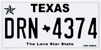 TX license plate DRN4374