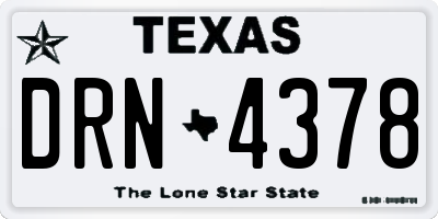 TX license plate DRN4378