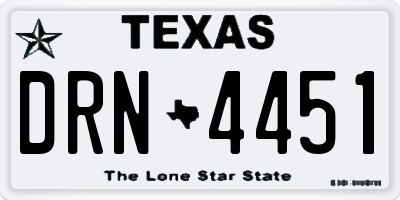 TX license plate DRN4451