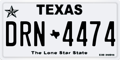 TX license plate DRN4474