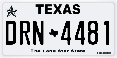 TX license plate DRN4481