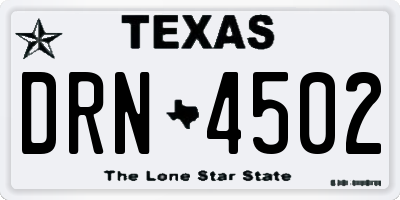 TX license plate DRN4502