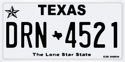 TX license plate DRN4521