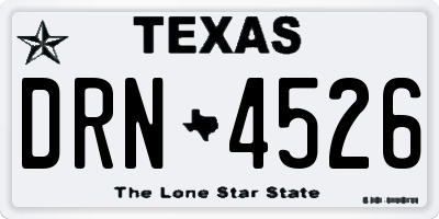 TX license plate DRN4526
