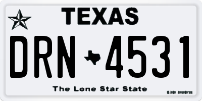 TX license plate DRN4531