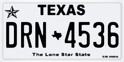 TX license plate DRN4536