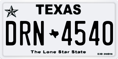 TX license plate DRN4540