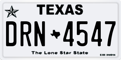 TX license plate DRN4547