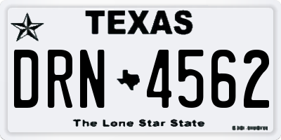 TX license plate DRN4562