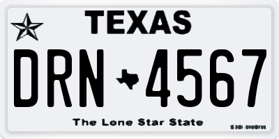 TX license plate DRN4567