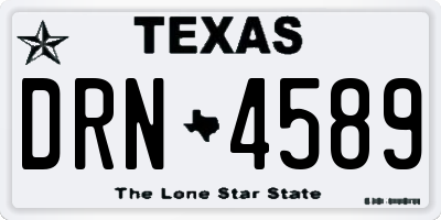 TX license plate DRN4589