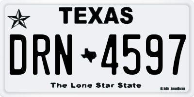 TX license plate DRN4597