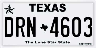TX license plate DRN4603