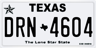 TX license plate DRN4604
