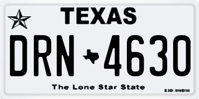 TX license plate DRN4630