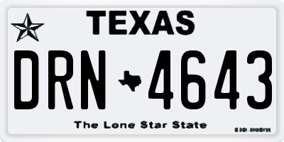 TX license plate DRN4643
