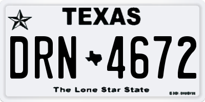 TX license plate DRN4672