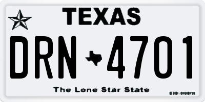 TX license plate DRN4701