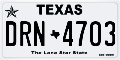 TX license plate DRN4703