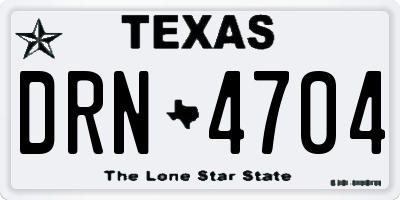 TX license plate DRN4704