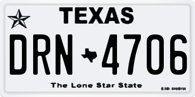 TX license plate DRN4706