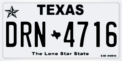 TX license plate DRN4716