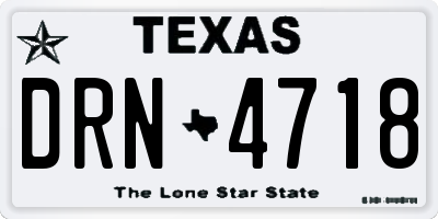 TX license plate DRN4718