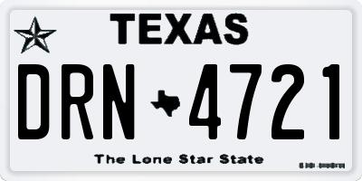 TX license plate DRN4721