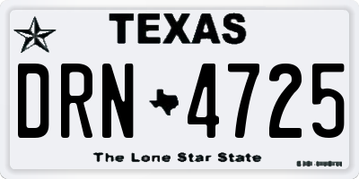 TX license plate DRN4725