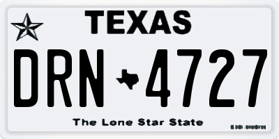 TX license plate DRN4727