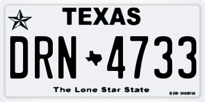 TX license plate DRN4733
