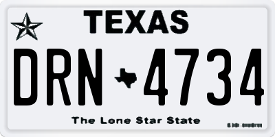 TX license plate DRN4734