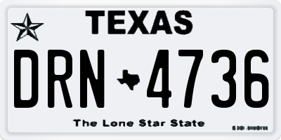 TX license plate DRN4736