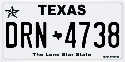 TX license plate DRN4738