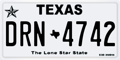 TX license plate DRN4742
