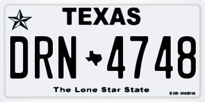 TX license plate DRN4748