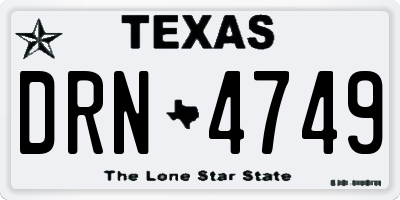 TX license plate DRN4749