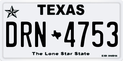 TX license plate DRN4753