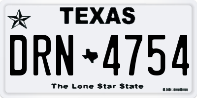 TX license plate DRN4754