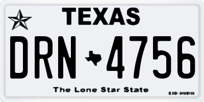 TX license plate DRN4756