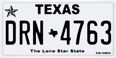 TX license plate DRN4763